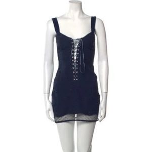 For love & lemons navy lace slip dress